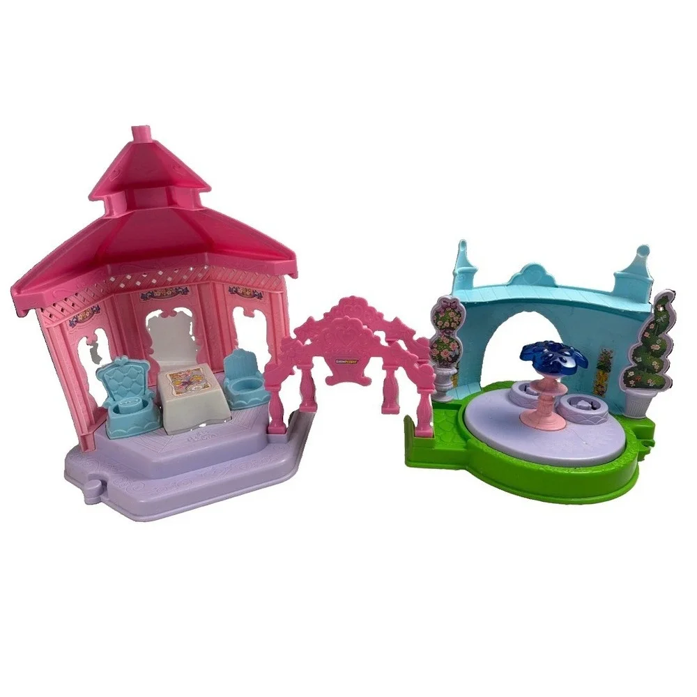 Fisher Price Little People Disney Princess Palace Garden Tea Party Gazebo Bridge